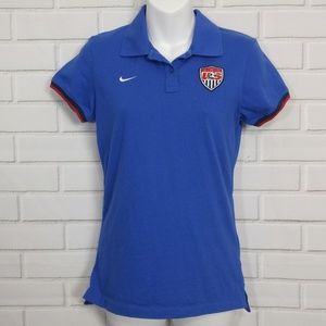 NIKE DRI-FIT US Soccer Blue Polo Mens Small